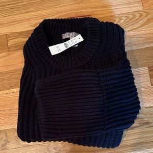 NWT J.Crew Heritage Cotton Fisherman Sweater in Black